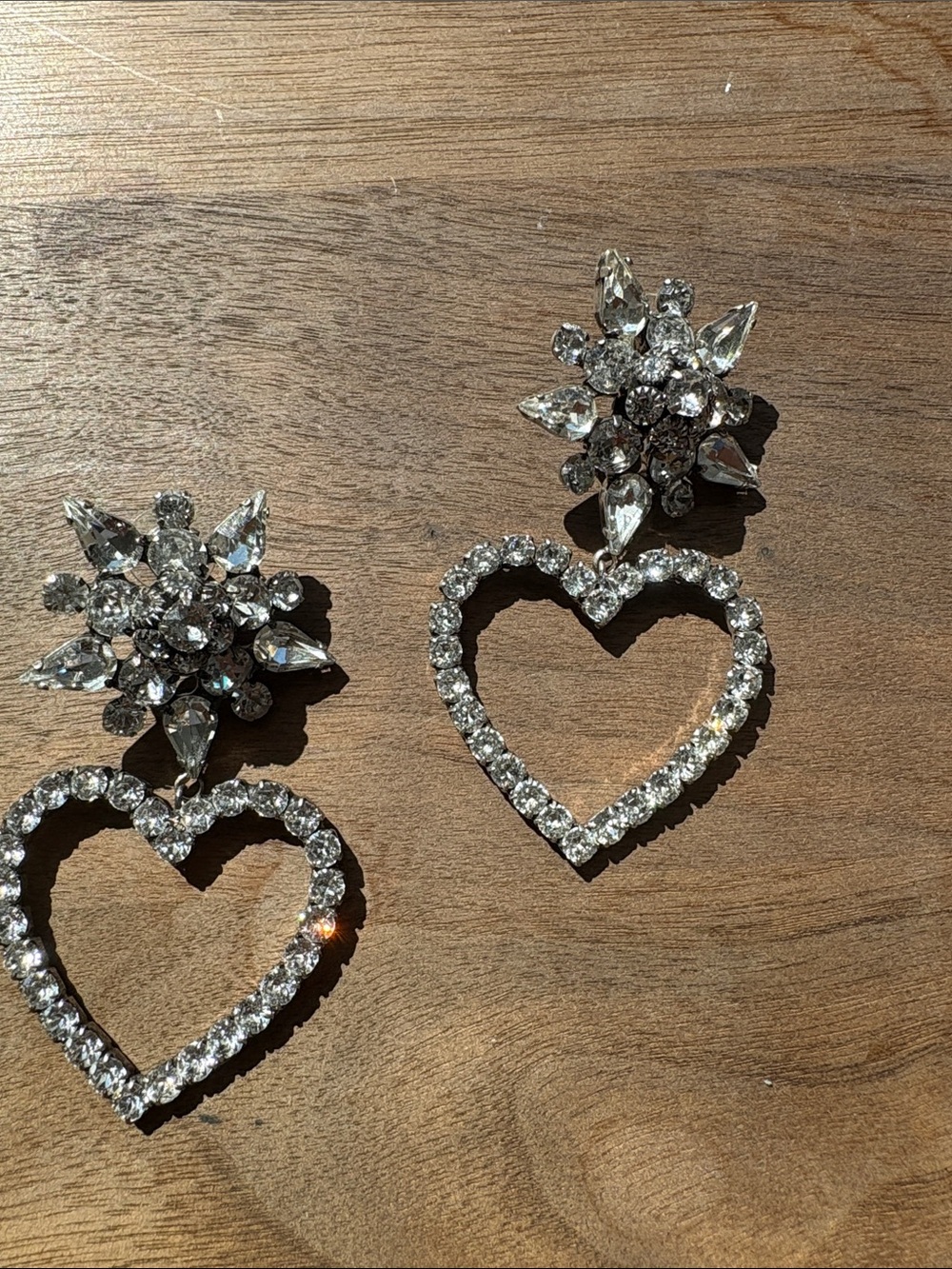 DANNIJO Crystal Starburst Heart Drop Earrings - Clear